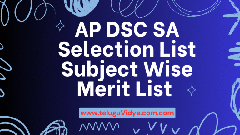 AP DSC SA Selection List 2025 – Subject Wise Merit List @ apdsc.apcfss.in