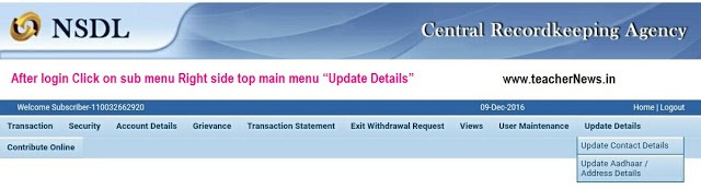 CPS Employees AADHAR Update/ Add Process to your CPS-PRAN Account 