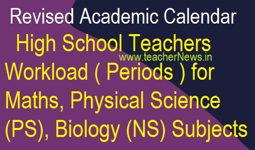 AP High School Teachers Workload for Maths, PS, Biology Subjects - Revised Academic Calendar
