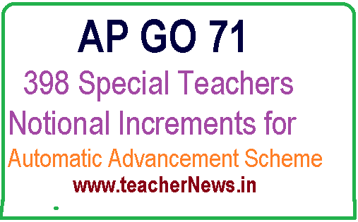 GO 71 - 398 Special Teachers Notional Increments for AAS Scheme 