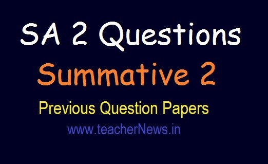AP SA 2 Previous Question Papers 2022 | Summative 2 CCE 6th, 7th, 8th, 9th classes Model Question Papers