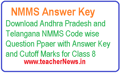 AP TS NMMS Answer Key 2022 download & objections at bse.ap.gov.in