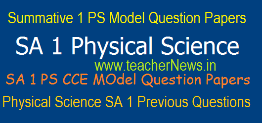 SA 1 Physical Science Question Papers 8th, 9th, 10th Class 2022 - Summative 1 PS Questions (pdf)
