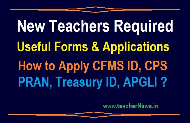 New Teachers Required Forms Applications for DSC - How to Apply CFMS ID, Treasury ID, APGLI?