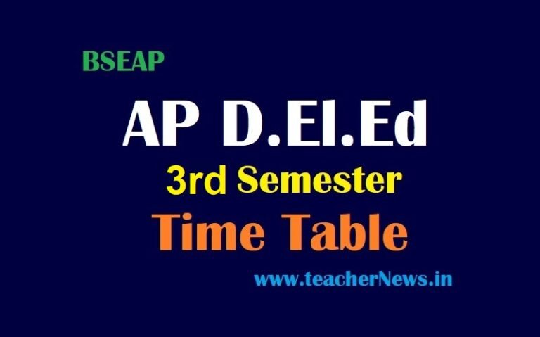 AP D.El.Ed 3rd Sem Time Table for AP D.Ed 2nd Year III Semester Exam Dates