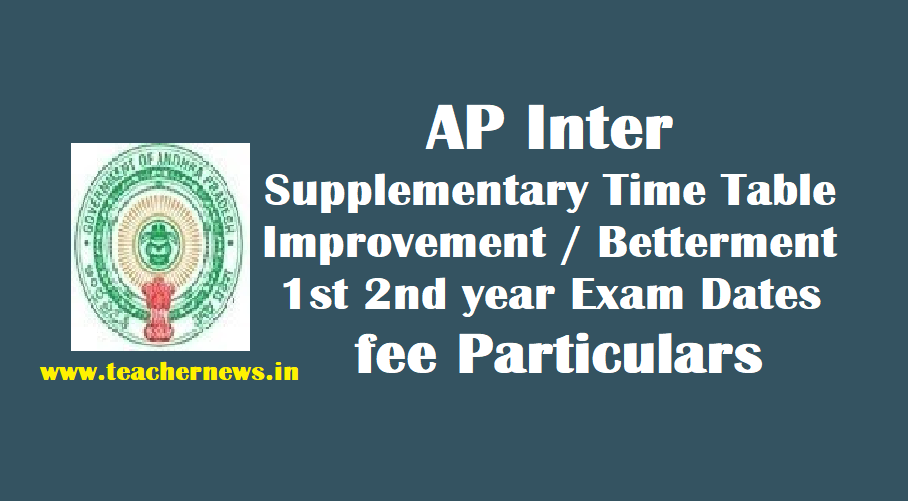AP Inter Supplementary Improvement Time Table - Inter 1st 2nd year Exam Dates, fee Particulars