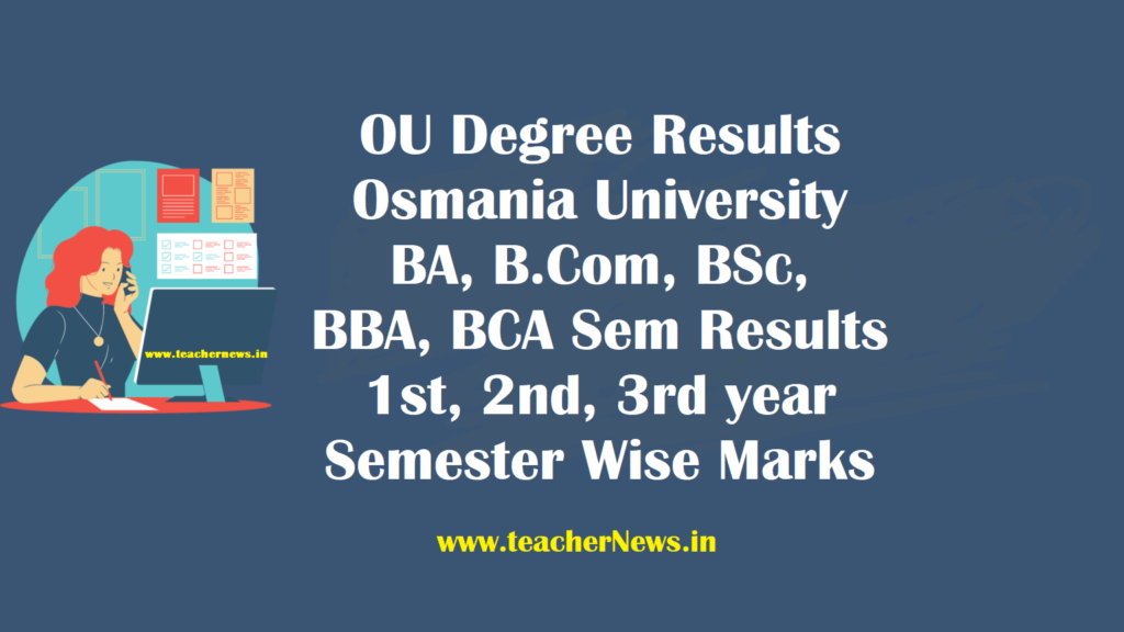 OU Degree Results 2023 Osmania BA, BSc, BBA, BCA