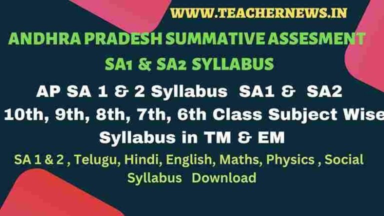 AP SA 1 Syllabus 2023 (Out) SA1 10th, 9th, 8th, 7th, 6th Class Subject Wise Syllabus in TM & EM