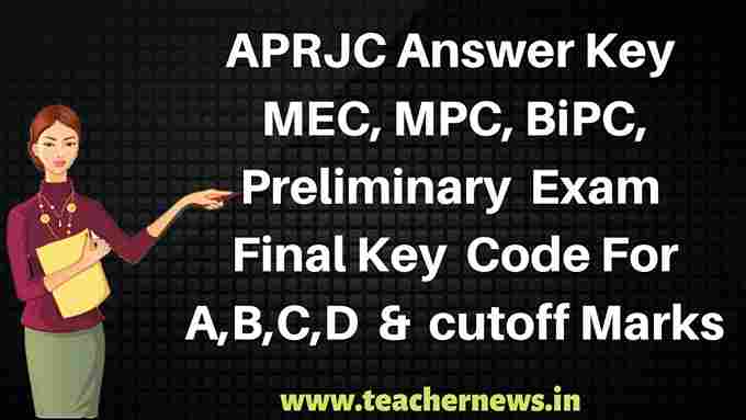 APRJC Answer Key 2023 MEC MPC BiPC Preliminary Final Key Code B, D, C, A cutoff Marks