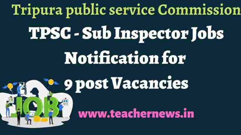 Tripura SI Job Notification 2022