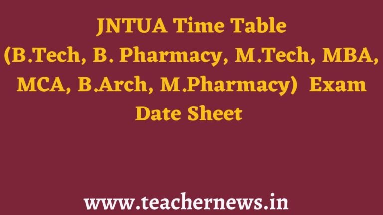 JNTUA Time Table