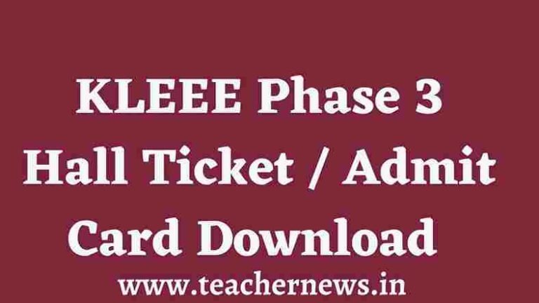KLEEE Phase 3 Hall Ticket