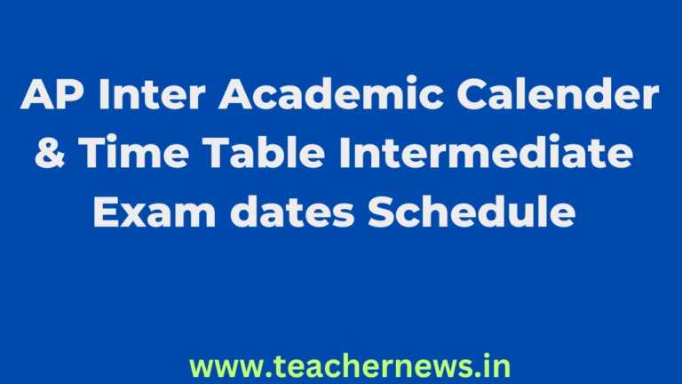 AP Inter Academic Calender & Time Table Intermediate Exam dates Schedule