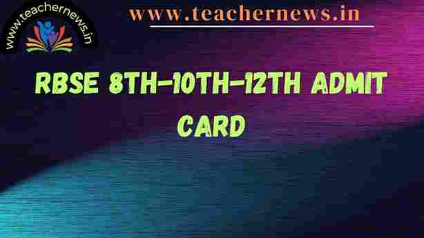 RBSE Admit Card for Class 8th-10th-12th Download