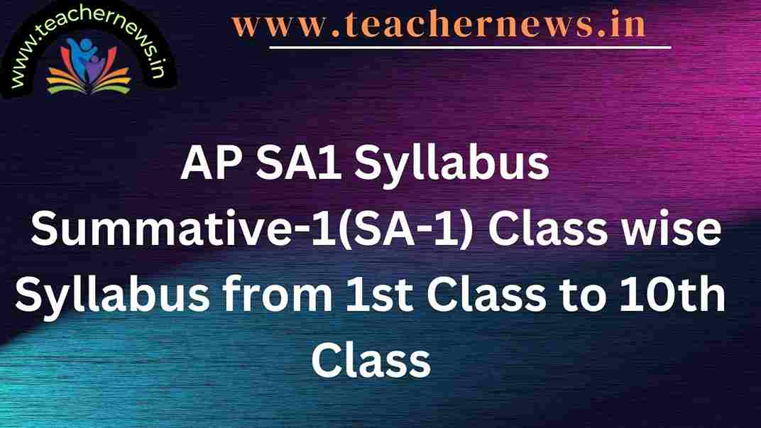 AP SA1 Syllabus 2025 – Class Wise 1st to 10th All Subjects PDF Download