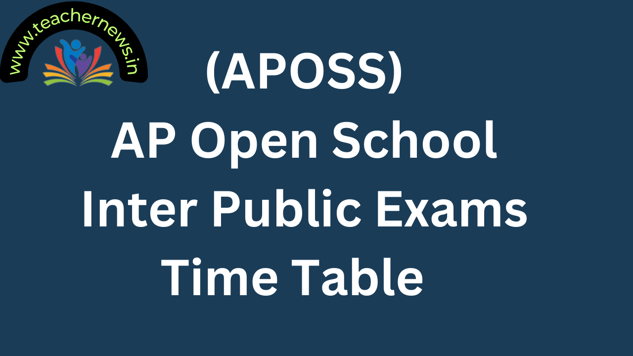(APOSS) AP Open School Inter Public Exams Time Table