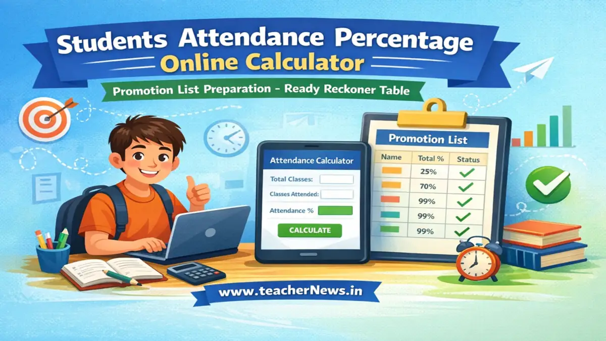 AP Students Attendance Percentage Calculator for Promotion List Preparation 2026 - Ready Reckoner Table