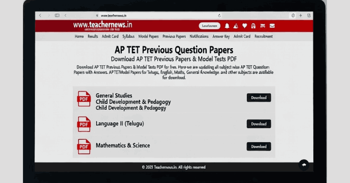 AP TET Previous Question Papers 2025 — Free Download & Model Tests PDF