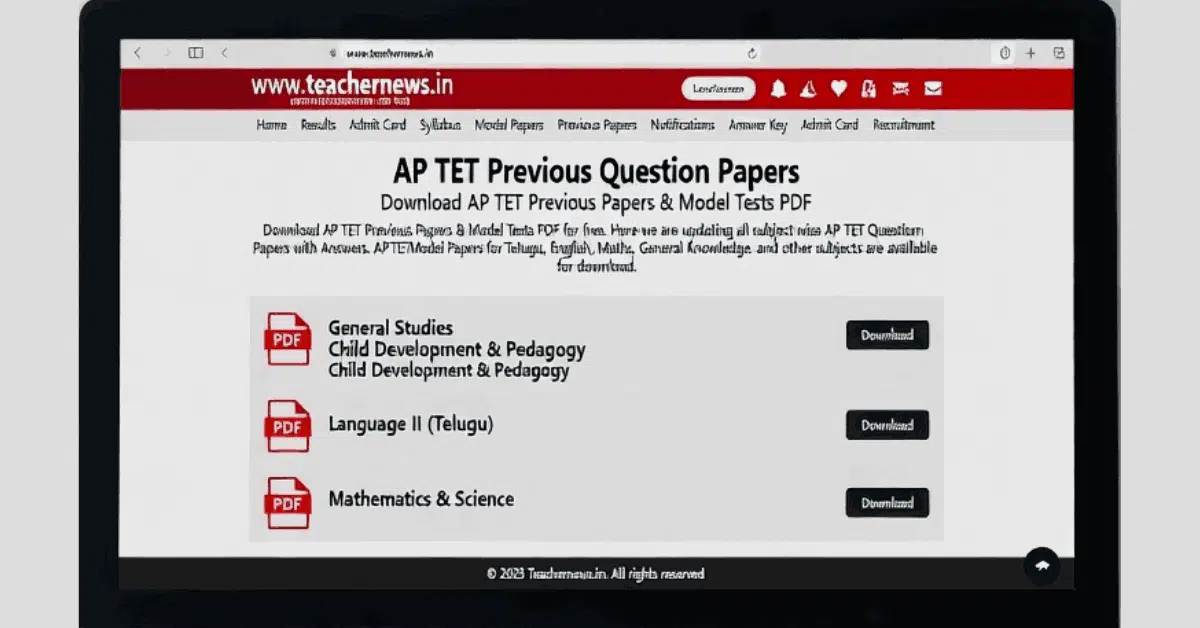AP TET Previous Question Papers 2026 Powerful PDF Download for Paper 1 & Paper 2