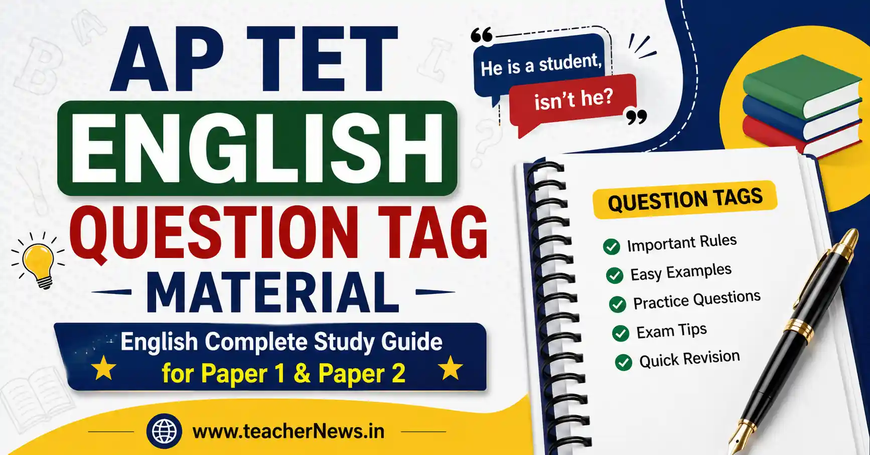 AP TET English Question Tag Material – Complete Study Guide for Paper 1 & Paper 2
