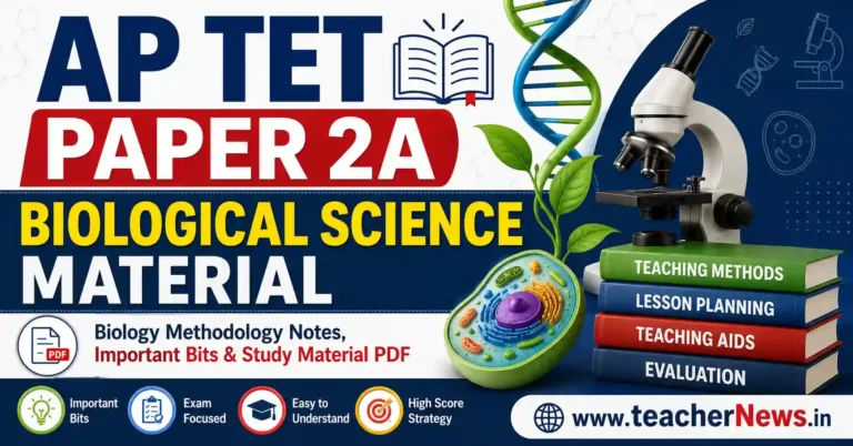 AP TET Paper 2A Biological Science Material 2026 – Biology Methodology Notes, Important Bits & Study Material PDF