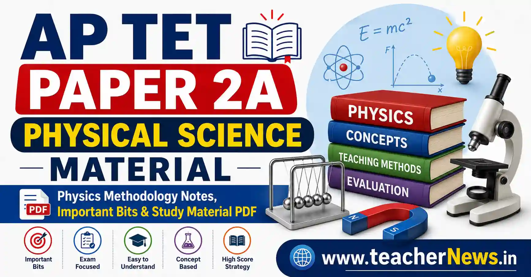 AP TET Paper 2A Physical Science Material 2026 – Physics Methodology Notes, Important Bits & Study Material PDF