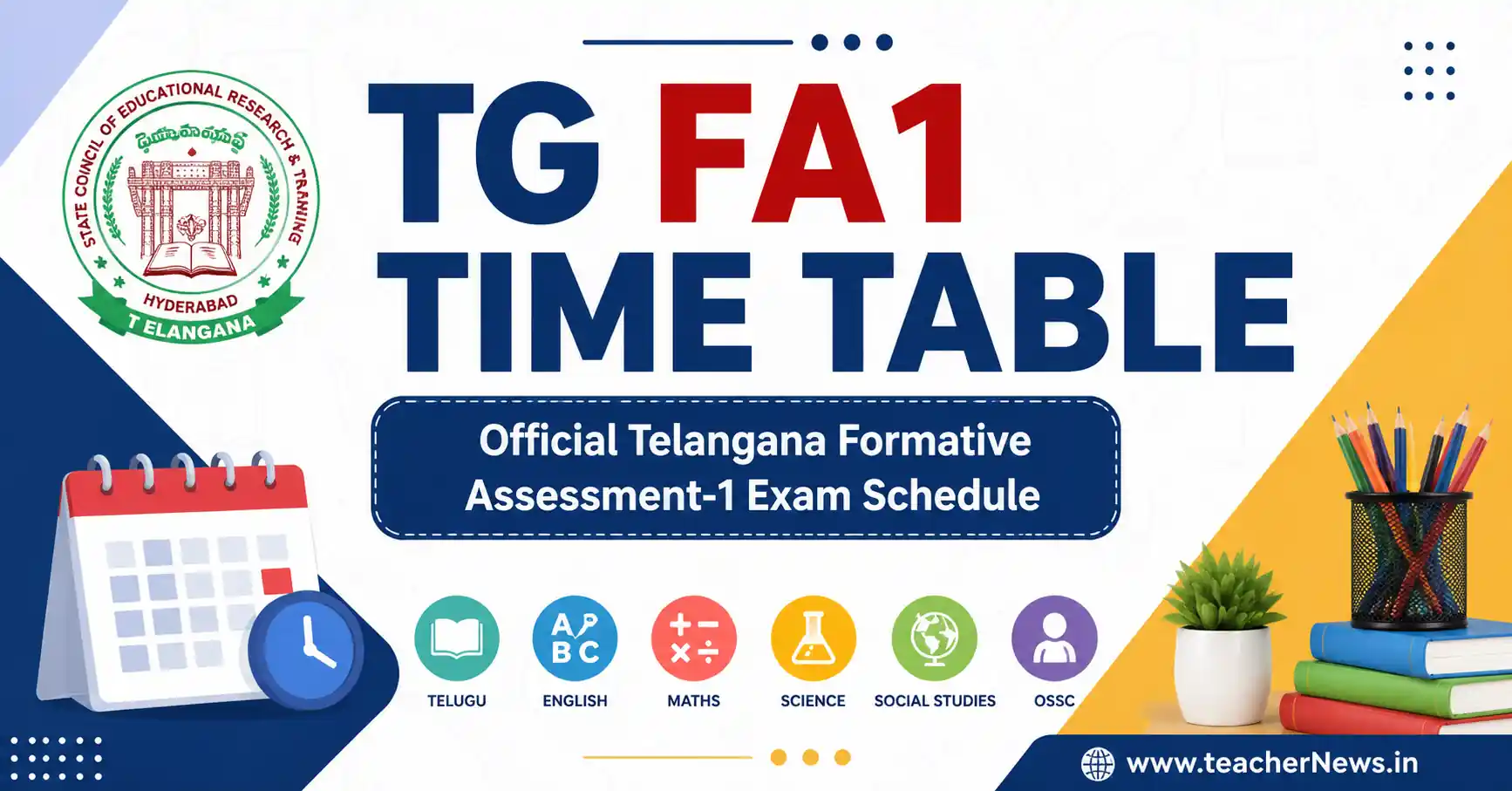 TG FA1 Time Table 2026 PDF Download | Official Telangana Formative Assessment-1 Exam Schedule